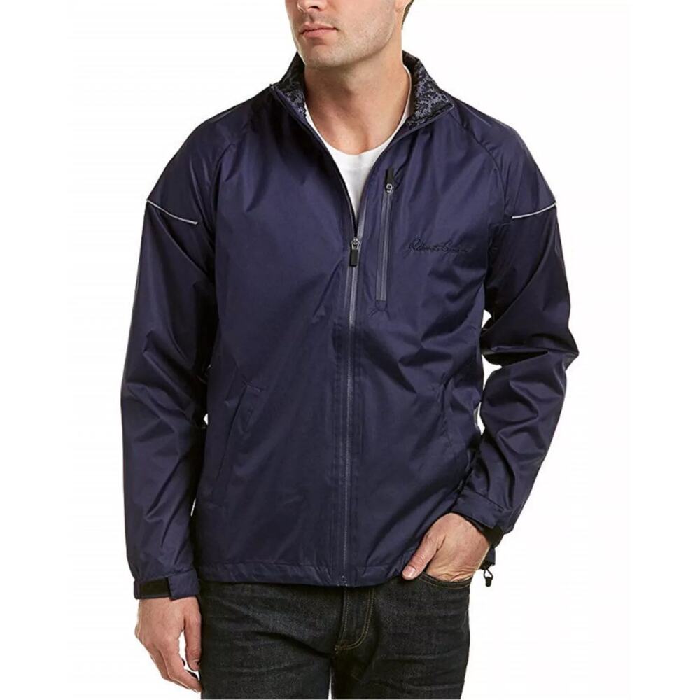 Robert Graham Men's Classic Fit Derek Windbreaker Jacket Navy XL - Picture 2 of 10